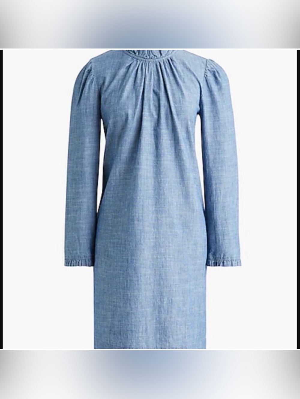 J. Crew Chambray Long Sleeve Shift Dress in Light Blue